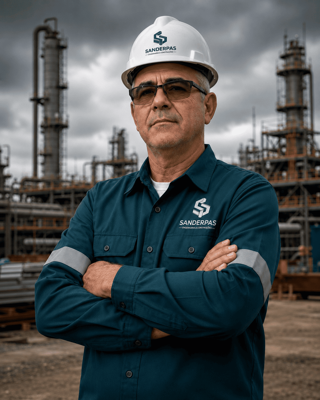 Profissional SanderPas em unidade industrial de óleo e gás